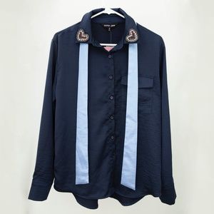 Sister Jane Button Up w/ Bow and Heart Detail NWT